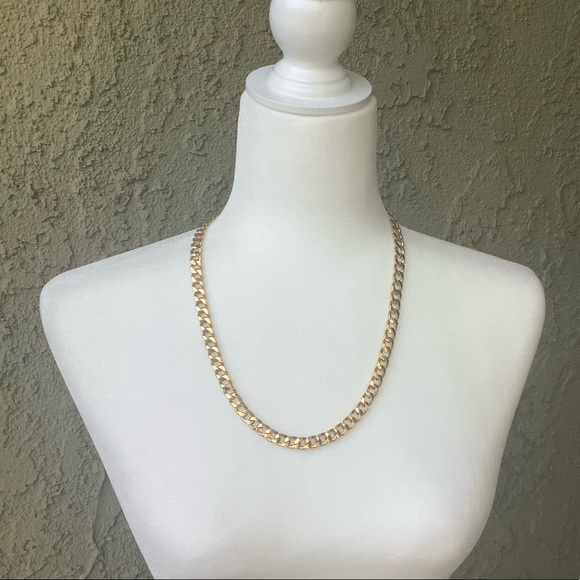 Gold Chunky Curb Chain Link Necklace, 24" - Picture 4 of 5
